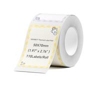 NIIMBOT Label Tape for B1/B21/B3S, Self-Adhesive Label Sticker Roll, Black on Transparent,50mm x 70mm (1.97" x 2.76") 110 Labels/Roll (Camping)