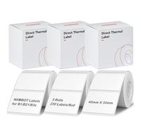 NIIMBOT Labels for B1/B21/B3S Label Maker, (3 Rolls, 1.57'' x 1.18'' /40x30mm) Thermal Sticker Label, Waterproof, Oil-Proof and Tear-Proof, Self-Adhesive Thermal Labels (White)