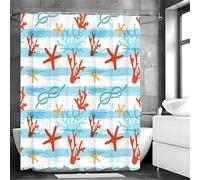 Niimoar Shower Curtain for Bathroom,Weighted Hem,with 10 Hooks,Blue Red Ocean shower curtain,Anti-Mould,Water-Repellent Decorative Bath Curtains(150x180 cm)