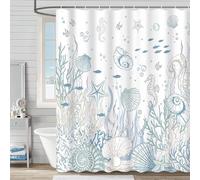 Niimoar Shower Curtain for Bathroom,Weighted Hem,with 12 Hooks,Marine Coral Shells shower curtains,Anti-Mould,Water-Repellent Decorative Bath curtain 220x180 cm(87x70 inch)