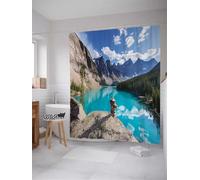Niimoar Shower Curtain for Bathroom,Weighted Hem,with 12 Hooks,Nature Mountain Lake shower curtains,Anti-Mould,Water-Repellent Decorative Bath curtain 220x180 cm(87x70 inch)
