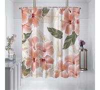 Niimoar Shower Curtain for Bathroom,Weighted Hem,with 12 Hooks,Pink Lily Flowers shower curtain,Anti-Mould,Water-Repellent Decorative Bath Curtains(200x200 cm)