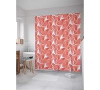 Niimoar Shower Curtain for Bathroom,Weighted Hem,with 12 Hooks,Pink Stripe White shower curtains,Anti-Mould,Water-Repellent Decorative Bath curtain 180x200 cm(70x79 inch)