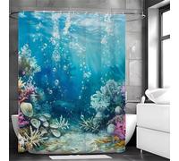 Niimoar Shower Curtain for Bathroom,Weighted Hem,with 16 Hooks,Marine Coral Landscape shower curtains,Anti-Mould,Water-Repellent Decorative Bath curtain 240x200 cm(94x79 inch)