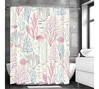Niimoar Shower Curtain for Bathroom,Weighted Hem,with 6 Hooks,Blue Pink Coral shower curtains,Anti-Mould,Water-Repellent Decorative Bath curtain 90x180 cm(35x70 inch)