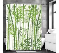 Niimoar Shower Curtain for Bathroom,Weighted Hem,with 6 Hooks,Green Bamboo Grove shower curtains,Anti-Mould,Water-Repellent Decorative Bath curtain 90x180 cm(35x70 inch)