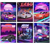 NIIORTY Japanese Car Wall Art Prints, Japan Sports Car Racing Art Posters, Street Car Canvas Art Painting for Living Room Boys Room Wall Decor, Set of 6 - (8"x10" Unframed)