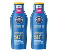 NIIVEA SUN Protect & Moisture Sun Cream Lotion SPF50+ 400ml - Provides 48H Moisture and Immediate UVA/UVB Protection, Fast-Absorbing, No White Cast Formula (Pack of 2)