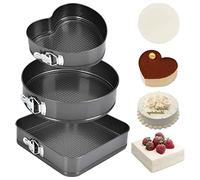 Niiyen 3PCS Spring Form Cake Pan Stainless Steel Heart Shape Pastry Bakeware Set Baking Tray Accessories for Cheesecake Yogurt Cake Mousse (24/26/28)