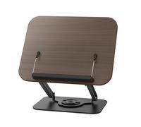 Niiyen Book Stand Foldable Adjustable Book Holder Ergonomic Cookbook Stand with 360° Rotating Base Elastic Clips for Recipe Tablet Laptop (Black)