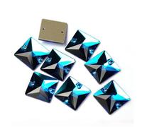 Niiyyjj 3240 Blue Zircon Square Sew On Strass Rhinestones Flatback Glass Stones For Wedding Dress Blue Zircon 10mm 30Pcs