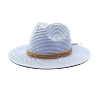 Niiyyjj 60CM Big Size Straw Hat 7Cm Brim Cooling Beach Sun Hat Outdoor Party Panama Jazz Hat for Men Women Sky Blue 56-58cm