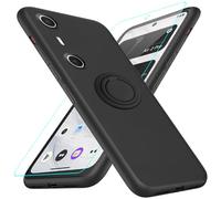 Nijiadi Case for Xreal Beam Pro Phone Case with Glass Screen Protector, 360° Rotatable Ring Holder Kickstand/Stand Silicone TPU Silm Fit Shockproof Protective Cover Case for Xreal Beam Pro - Black
