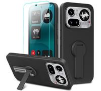 Nijiadi Compatible for Nothing Phone (4A) Pro Phone Case with Screen Protector, 360° Rotatable Folding Hidden Kickstand/Stand Silicone Slim Fit Protective Cover Case for Nothing Phone 4A Pro - Black