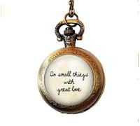nijiahx Bible Scripture Quote Pocket Watch Necklace - Do small things with great love - Faith Jewelry - Religious quote Pocket Watch Necklace - Bible Verse Jewelry