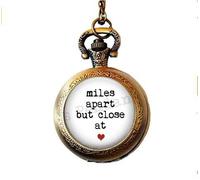 nijiahx Long Distance Relationship miles apart but close at heart- Long Distance Friendship - miles apart Pocket Watch Necklace - friendship gift