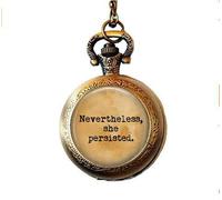nijiahx Nevertheless she persisted Pendant Necklace - Misandry - Feminism - Feminist Jewelry - Feminism Pocket Watch Necklace - Graduation Gift for Her
