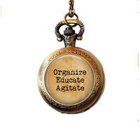 nijiahx Organize Educate Agitate Pendant Necklace - Resist Pendant - Feminism - Feminist Jewelry - Feminism Pocket Watch Necklace - Susan B Anthony Quote
