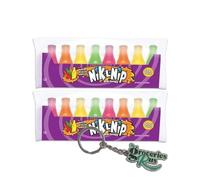Nik-L-Nip Mini Drinks Candy Original Wax Bottles I 8's Pack of 2 I US Import I Includes Groceries R Us Keyring
