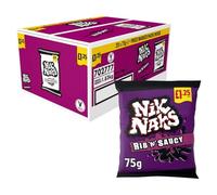 Nik Naks Knobbly Corn Crisps - Bulk Full Box, Perfect For Lunchbox Treat, Parties School, Office (20 Bags x 75g, Rib N Saucy)