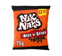 Nik Naks Nice ’N’ Spicy Crisps 20 × 75g PMP - Bold & Crunchy Orange-Corn Snack - No Artificial Colours, Flavours or MSG - Vegetarian - Convenient Bag Packs for Sharing, Lunchboxes & On-the-Go