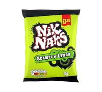 Nik Naks Scampi ’N’ Lemon Crisps 20 × 75g PMP - Wacky Knobbly Corn Sticks with Bold Scampi & Lemon Flavour - No Artificial Colours, Flavours or MSG - Vegetarian-Friendly Snack Packs