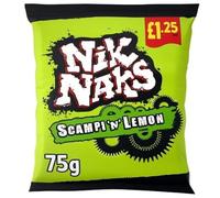 Nik Naks Scampi 'n' Lemon Crisps 20 x 75g - Perfect for Parties Spicy Snacks, Bulk Buy Full Box, Lunchbox Treat, School, Office