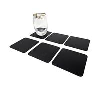Nikalaz Coasters, Coasters, Glasses, Glass Coasters, Drinks Coasters, Recycled Leather, 10 x 10 cm (Set of 6, Black)