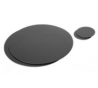 Nikalaz Recycled Leather Placemats and Coasters Set of 2 (Black, Round)