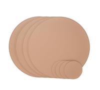 Nikalaz Recycled Leather Round Placemats and Coasters, Set of 4 Placemats 33 cm and 4 Coasters 10 cm (Camel)
