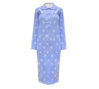 Nikaro Ladies Collared Nightdress 100% Cotton Brushed Winceyette Woven Thermal Button Down Long Sleeve Nightshirt Nightie (Sizes 8 to 26) (16-18) Blue