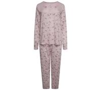 Nikaro Ladies Cotton Rich Daisy Print Button Tunic Long Sleeved Pyjama Set (L) Dark Pink