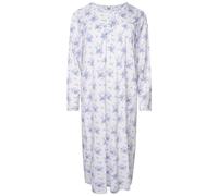 Nikaro Ladies Floral Nightdress 100% Cotton Thermal Button Down Long Sleeve Nightshirt Nightie Sizes 8 to 31 (24-26) Pink