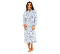 Nikaro Ladies Floral Nightdress Super Soft Thermal 100% Brushed Cotton Winceyette Nightie (20-22) Blue