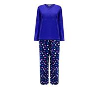 Nikaro Ladies Ultra-Soft Fleece Pyjama Set Long-Sleeve Top and Bunny Rabbit Printed Bottoms Cosy Nightwear (Navy) 22-24