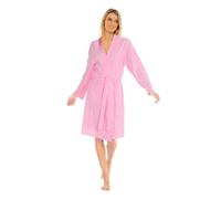 Nikaro Lightweight Ladies Dressing Gown 100% Recycled Cotton Eco-Friendly Soft Robe with Belted Waist (Pink) M