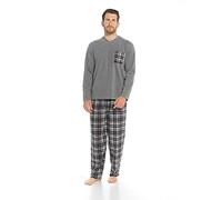 Nikaro Men's Checked Patch Pocket Full Sleeve Thermal Fleece Long Pyjama Set In Sizes S- 4XL (XL) Grey