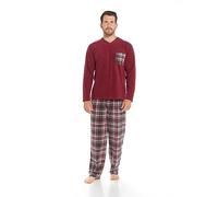 Nikaro Men's Checked Patch Pocket Full Sleeve Thermal Fleece Long Pyjama Set In Sizes S- 4XL (XL) Red