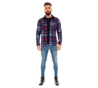 Nikaro Men's Velvet Lined Flannel Shirt Ultra-Soft Button-Down Plaid Overshirt Shacket (M to 3XL) Red (3XL)