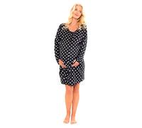 Nikaro Women Nursing Nightie Buttton Down Long Sleeve Polka Dot Maternity Nightdress 100% Cotton (Black) 8-10