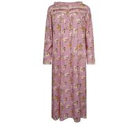 Nikaro Women's Elegant Victorian Long Sleeve Nightshirt with Floral Print, Frill Collar, and Lace Detail (XL) Pink