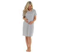 Nikaro Women's Maternity Nursing Nightdress Super Soft Short Sleeve Nightie (12-14) Plain Grey