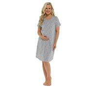Nikaro Women's Maternity Nursing Nightdress Super Soft Short Sleeve Nightie (16-18) Grey