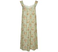 Nikaro Womens Sleeveless Crochet Lace Pleated Summer 100% Soft Cotton Long Nightdress (M - 6XL) (l) Mint