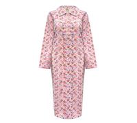 Nikaro Womens Thermal Brushed Cotton Long Sleeve Floral Nightdress Cozy & 100% Cotton Sleepwear for Ladies (10-12) Pink