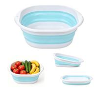 NikBerry Collapsible Washing Up Bowl, Folding Washing Basin with Handles Lightweight, Portable Reinforced Silicone Wash Basin Space Saving Folding Camping Bowl Tub for Dishing, Kitchen, Travel