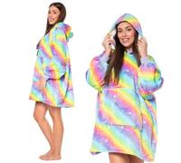 nikcorp - Blanket with Hood - Blanket with Hood for Autumn and Winter - Oversized Plaid with Sleeves - 2 Warm Layers, One Size XXL, with Large Pocket, multi-coloured, XXL Taglia unica