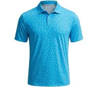 NIKE 2026 DRI-FIT GRASS SHOE PRINT GOLF POLO SHIRT - AURORA BLUE