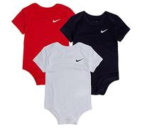 NIKE 3 Pieces SWOOSH BODYSUIT,Unisex Kids, 3 Bodysuits (Red, White, Dark Blue), 3 Months