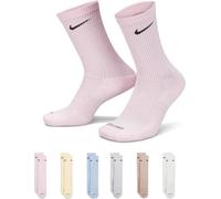 Nike 6 Pack Sports Dri-Fit Moisture Wicking Athletic Crew Socks Red Yellow Blue Green Purple Orange White, Assorted Multi, Muted Tones, Medium